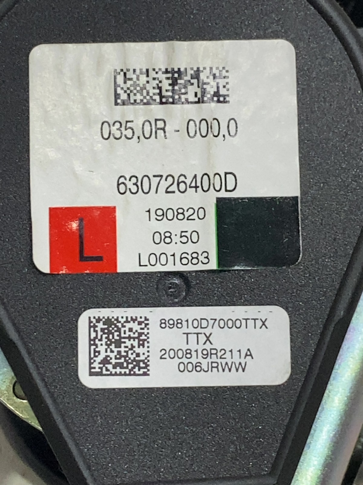 Ремінь безпеки задній лівий Hyundai Tucson 3 TL 630726400D