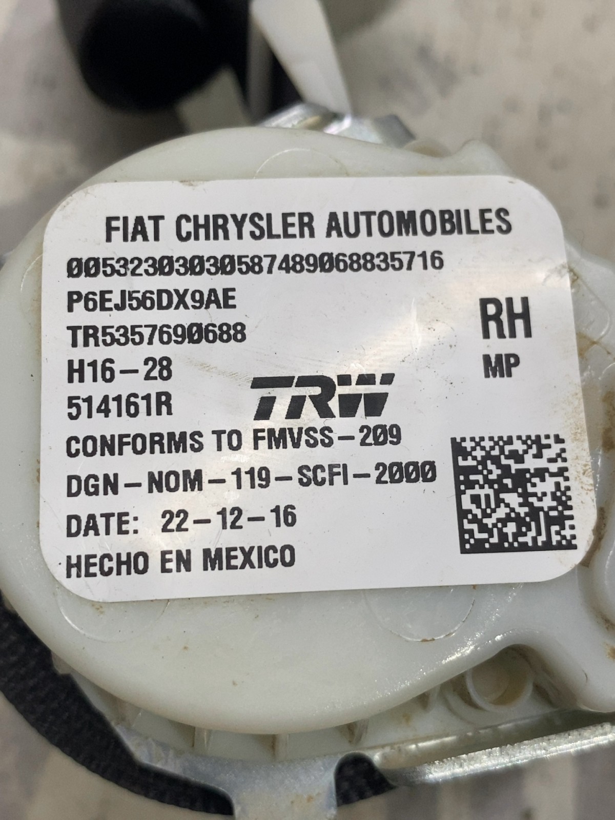 Ремінь безпеки Jeep Compass MP P6EJ56DX9AE