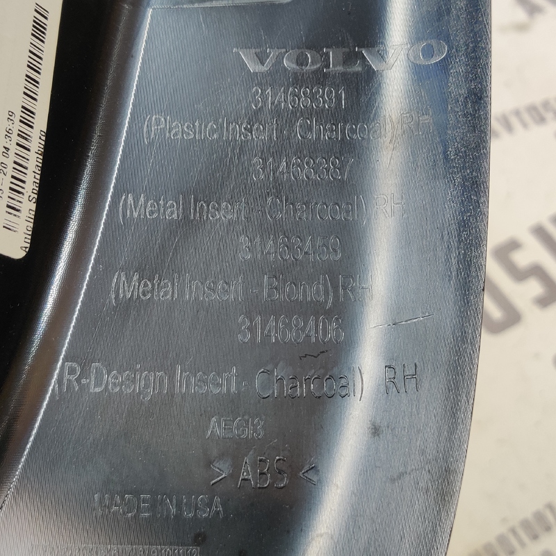 Накладка салону передня права Volvo S60 2.0 (18-24) 31468391